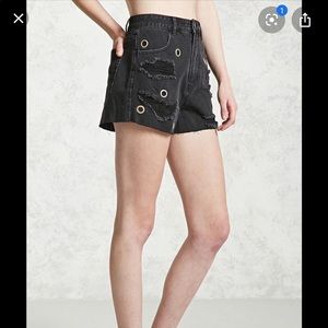 F21 Black Denim Shorts